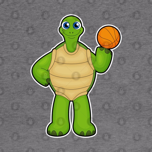 Turtle as Basketball player with Basketball by Markus Schnabel